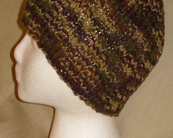 Hand knit hat/Beanie - Camouflage colors