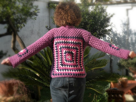 Maglione Donna Lavorato Con Mattonelle E Quadrati Della Nonna Etsy