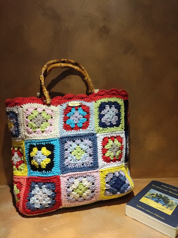 Piccola borsa moda con piastrelle all'uncinetto e manici | Etsy Italia