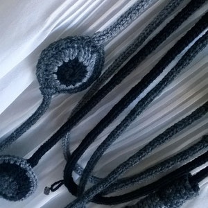 Unique original textile necklace. Yarn grey and black tones jewelry. Fiber hypoallergenic nichel free, unusual boho cowl and scarf. Handmade image 2