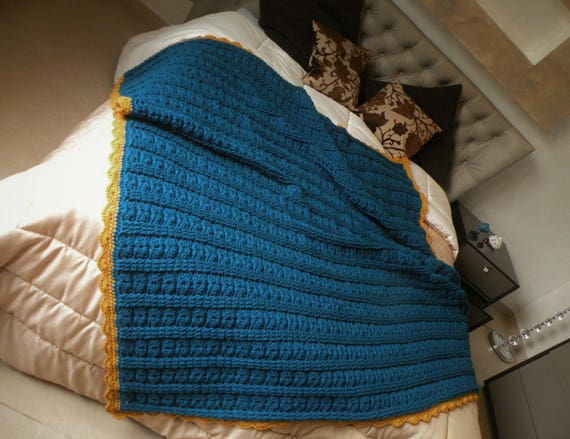 King Queen Size Hand Knit Crochet Afghan Blanket Chunky Throw Coverlet Customizable in Your Favorite Colors. Handmade Plaid Sofa Armchair Etsy