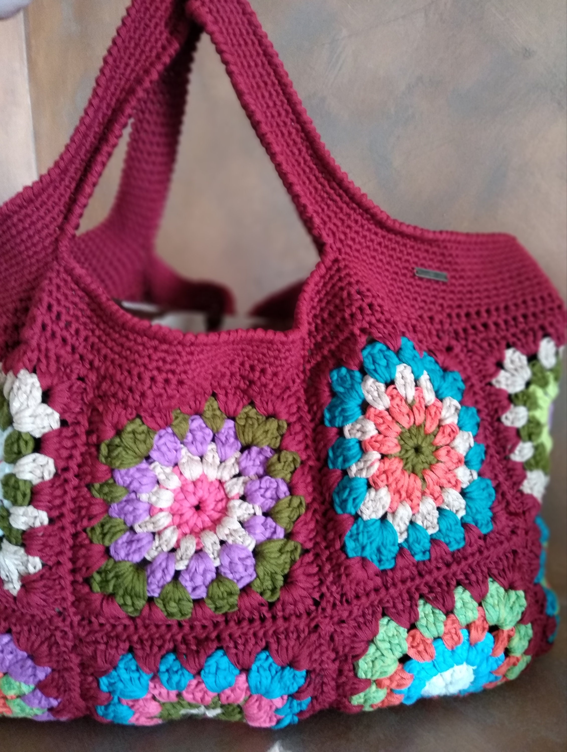 Colorful and Rainbow Crochet Boho Bag for Woman. Granny Tote - Etsy