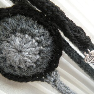 Unique original textile necklace. Yarn grey and black tones jewelry. Fiber hypoallergenic nichel free, unusual boho cowl and scarf. Handmade image 4