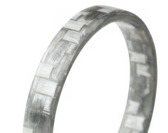 Minimalist Ring, Non-Conductive Ring, Layering Piece,  Fiberglass Silver Stackable Wedding Ring- The Quicksilver Stackable