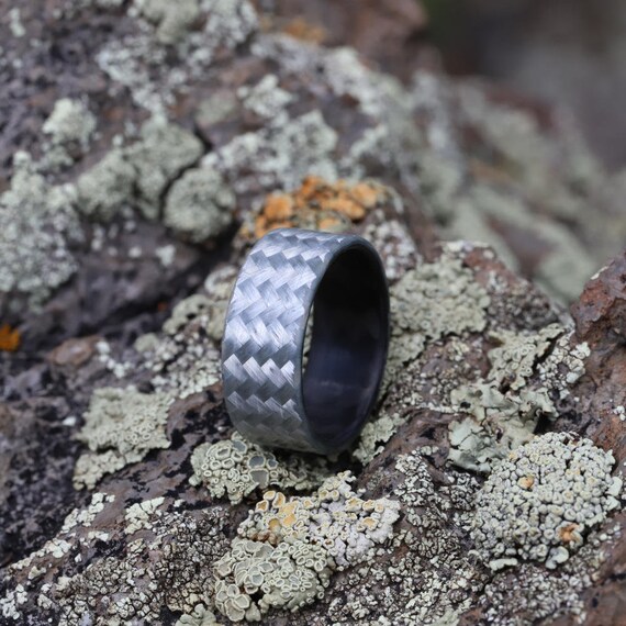 Silver carbon fiber best sale ring