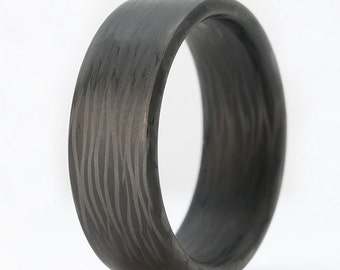 Carbon Fiber Ring. Men's Carbon Fiber Wedding Ring- The Wave