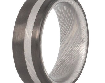 Damascus Steel Ring, Damascus Steel Men's Wedding Band, Men's Damascus Metal Wedding Band- The Spartan