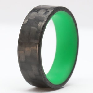 Carbon Fiber Ring Glow Ring. Glowing Wedding Ring- The Yellow Racer