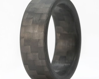 Handmade Carbon Fiber Men's Ring, Twill Carbon Fiber Wedding Ring, Unique Wedding Band