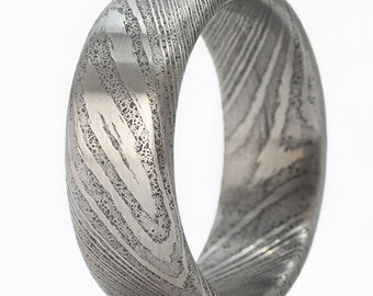 Damascus Steel Wedding Band, Damascus Rings, Damascus Steel- The Olympian
