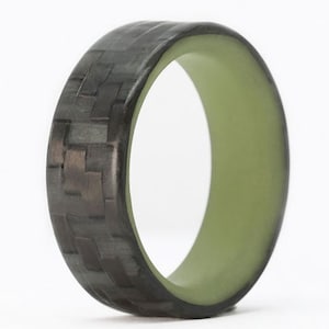Glowing Ring, Glow Party, Raves, Carbon Fiber and Chroma Glow Resin Ring- The Ultra Glow