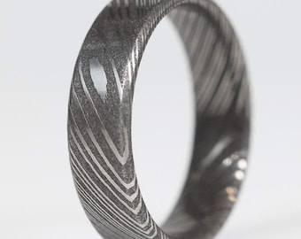 Damascus Steel Ring, Gift Idea, Metal Rings, Damascus Steel- The Olympian
