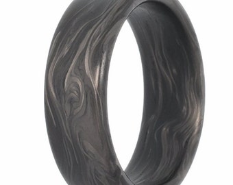 Anillos de fibra de carbono negra, anillos de boda de fibra de carbono, fibra de carbono forjada - The Shogun