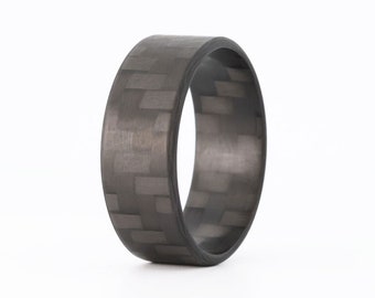 Carbon Fiber Ring, Men's Carbon Fiber Wedding Bands, Ultralight Band, Simple Matte Black Ring- The Racer Ultralight