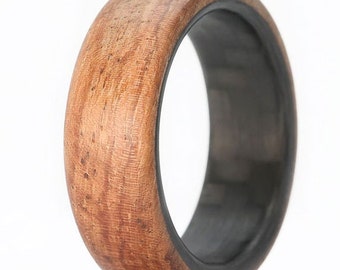 Wooden Ring, Honduran Rosewood Ring with Carbon Fiber Sleeve, Wood Ring- The Explorer