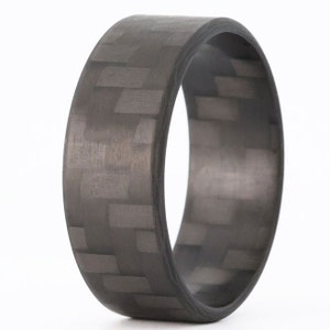 Carbon Fiber Ring, Men&#39;s Carbon Fiber Wedding Bands, Ultralight Band, Simple Matte Black Ring- The Racer Ultralight