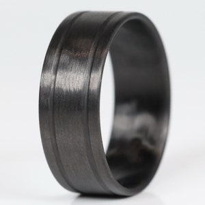 Gift Ideas, Carbon Fiber Ring, Ultralight Carbon Fiber Men&#39;s Wedding Band- The Groovy