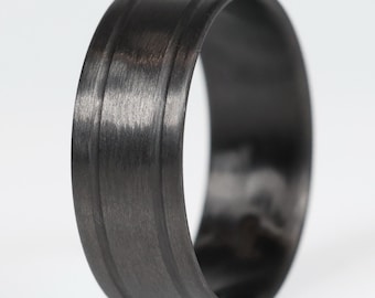 Gift Ideas, Carbon Fiber Ring, Ultralight Carbon Fiber Men's Wedding Band- The Groovy