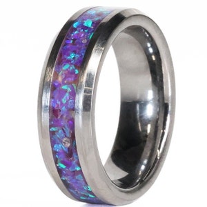 Purple Opal Ring, Women&#39;s Rings, Titanium Ring with a Purple Opal Inlay- The Windu