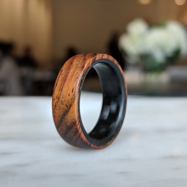 Cocobolo Wood Ring. Men's Wood Wedding Ring- El Jefe