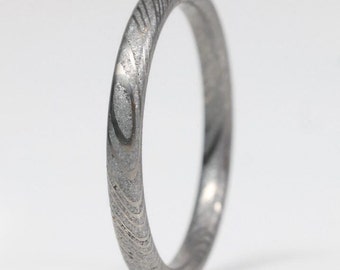 Women's Stacking Ring, Women's Ring, Promise Ring, Thin Damascus Steel Ring- The Empress