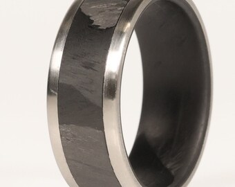 Carbon Fiber Ring, Titanium Wedding Band, Men's Titanium Band with Carbon Fiber- The Operator