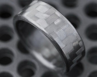 Twill Carbon Fiber Ring. Men's Carbon Fiber Wedding Ring- The Racer