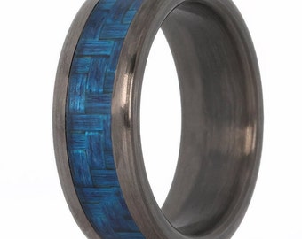 Cool Gifts, Blue Carbon Fiber Ring, Statement Piece, Unique Rings- The Anakin