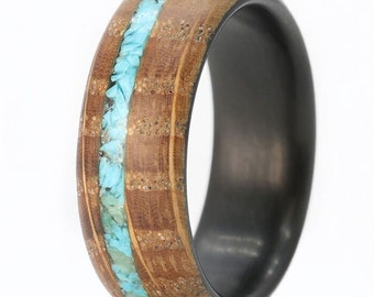 Cowboy Ring, Wooden Rings, Natural Wood, Men's Wedding Ring, Carbon Fiber Rings- The Cowboy