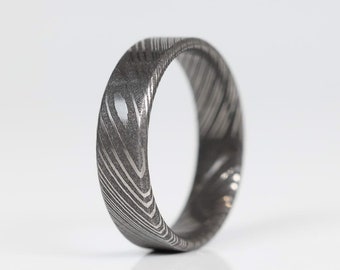 Damascus Steel Ring, Gift Idea, Metal Rings, Damascus Steel- The Olympian