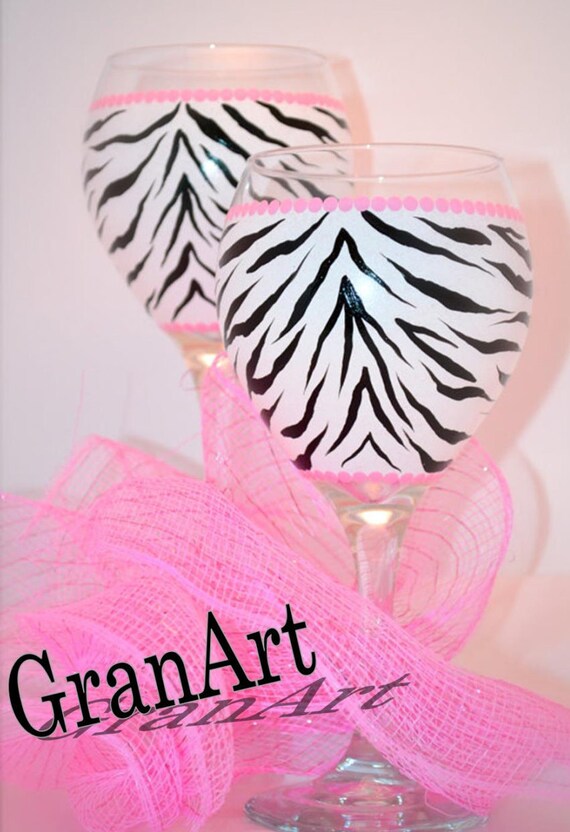 Items similar to Zebra Wine Glass, Zebra, Africa, Zoo, Black and White