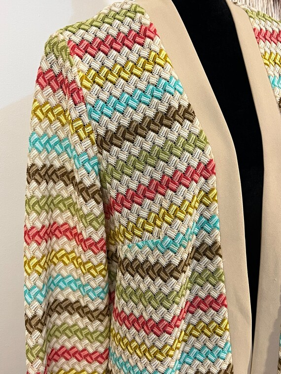 70s Missoni Style Chevron Knit Weave Cardigan Jac… - image 3