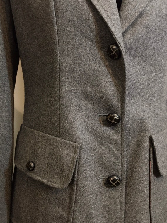 70s Charcoal Grey Fitted Wool Blazer - image 2