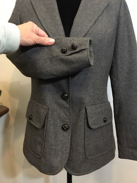 70s Charcoal Grey Fitted Wool Blazer - image 5