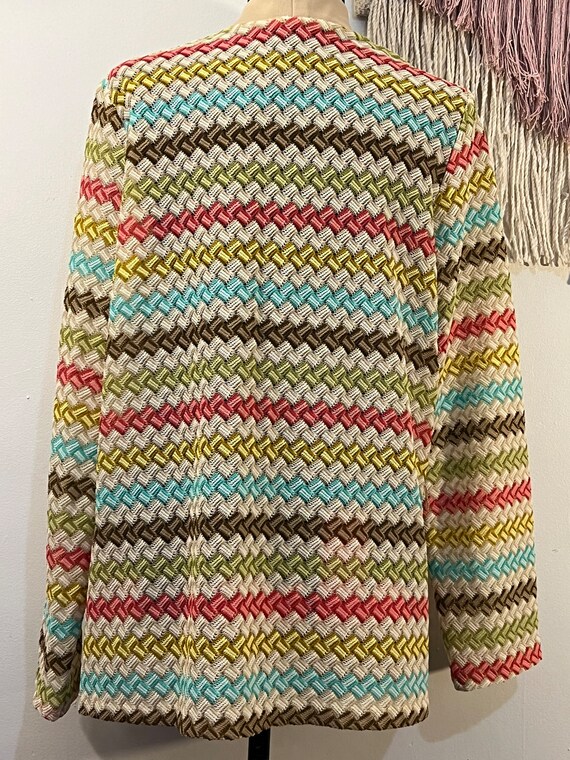 70s Missoni Style Chevron Knit Weave Cardigan Jac… - image 8