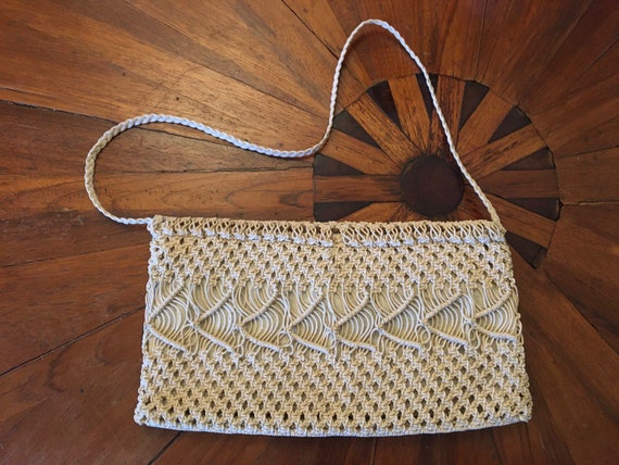 70s Beach-Boho Macrame Shoulder/Clutch Bag - image 5