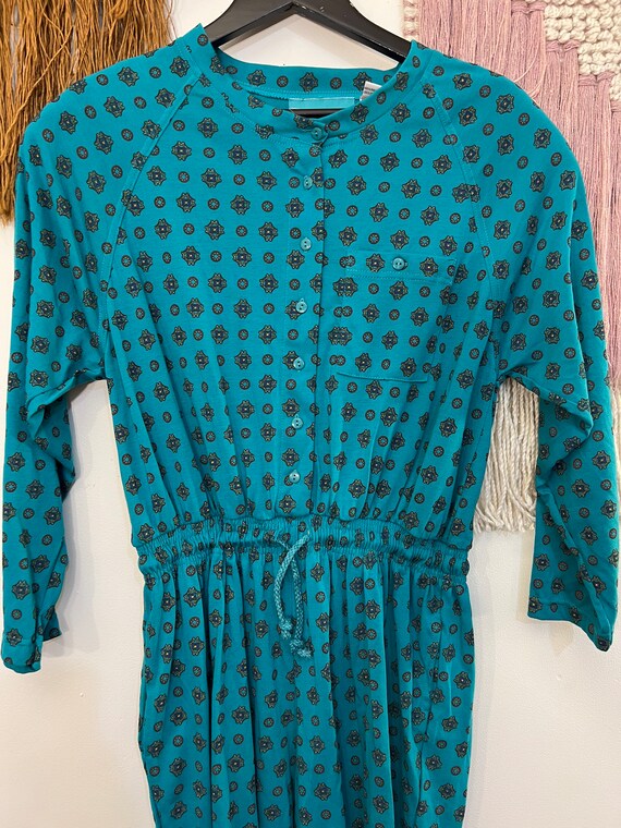Petite EXPRESS Turquoise w Medallion Print Casual… - image 5