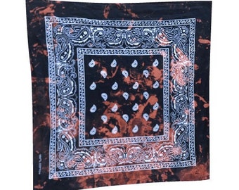 Acid wash bandana bleach, punk grunge gothic unisex for him her neck scarf head scarf