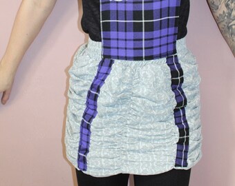 purple tartan school pinafore