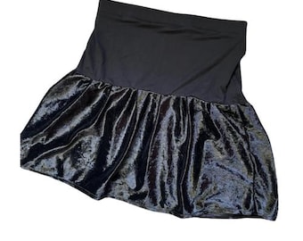 black velvet stretch skater goth mini skirt