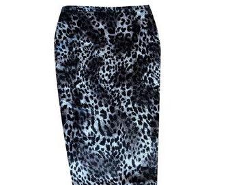 Handmade animal print velvet pencil skirt