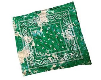 Foulard bandana vert punk grunge délavé à l'acide unisexe