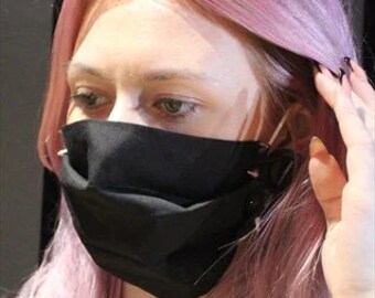 Black handmade punk grunge studded punk face mask