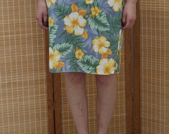 Handmade Hawaiian floral Print Bodycon Skirt retro festival