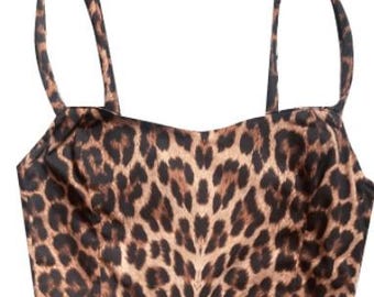 Brassière courte à imprimé léopard
