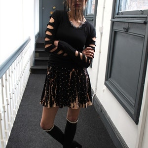 Grunge Cut-out Black Top, long sleeve gothic slash, alternative t-shirt imagem 3