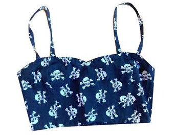 Halloween handmade skull bralet crop top gothic punk rock