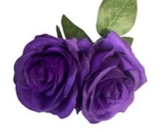 Barrette à cheveux violette faite main avec fleur rockabilly