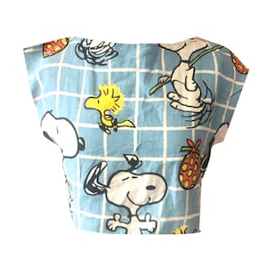 Handmade snoopy crop top, peanuts vintage fabric rare hipster