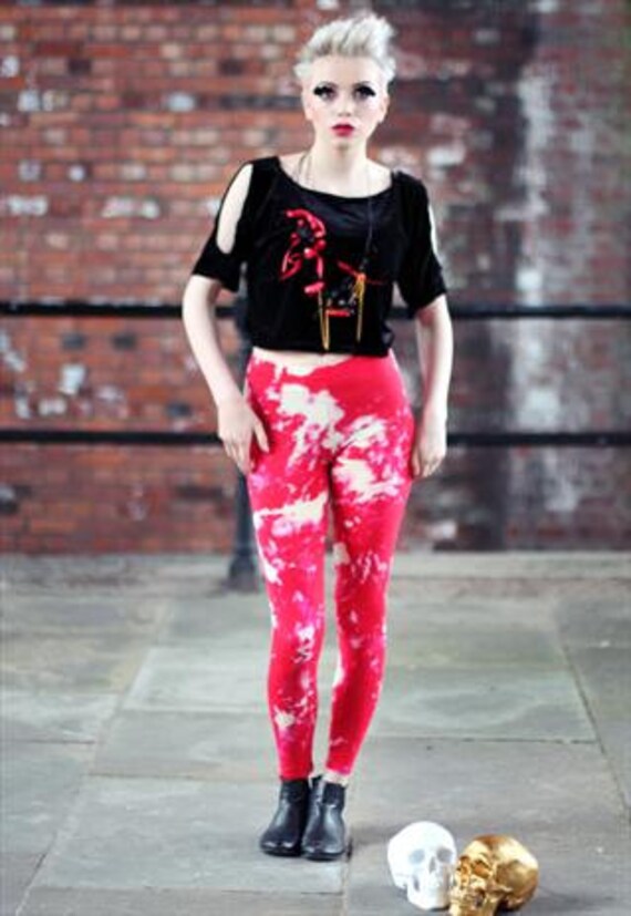Pretty Disturbia Punk Grunge Tie Dye Festival Boho Leggings